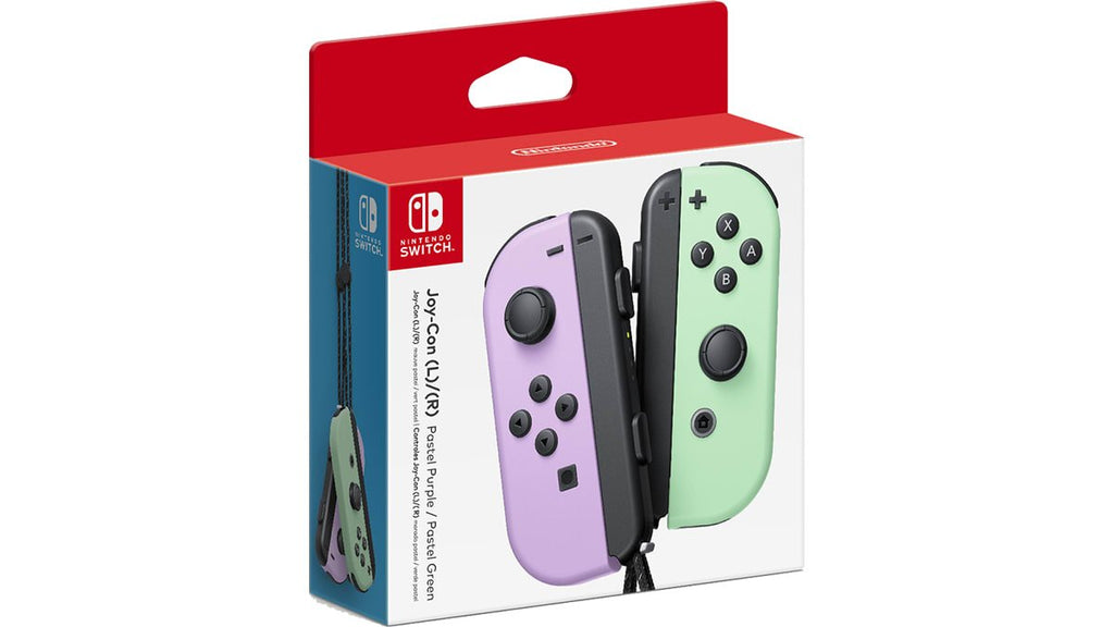 Joy-Con i pastel pink og pastel gul